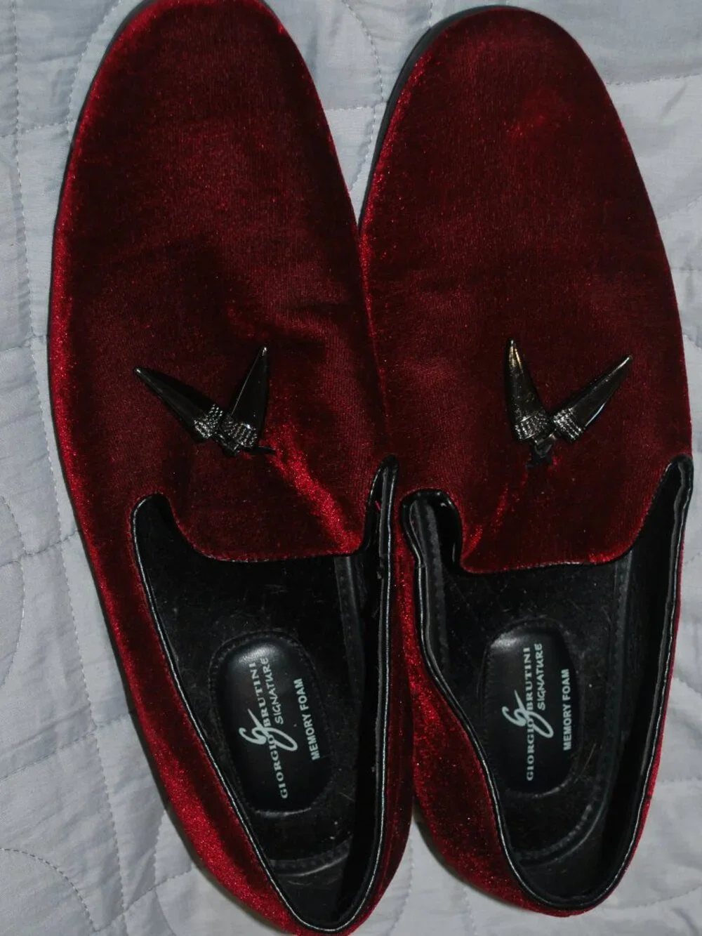 Giorgio Brutini Red Slip on Velvet Tassels Loafer Shoes Spikes Size 10.5